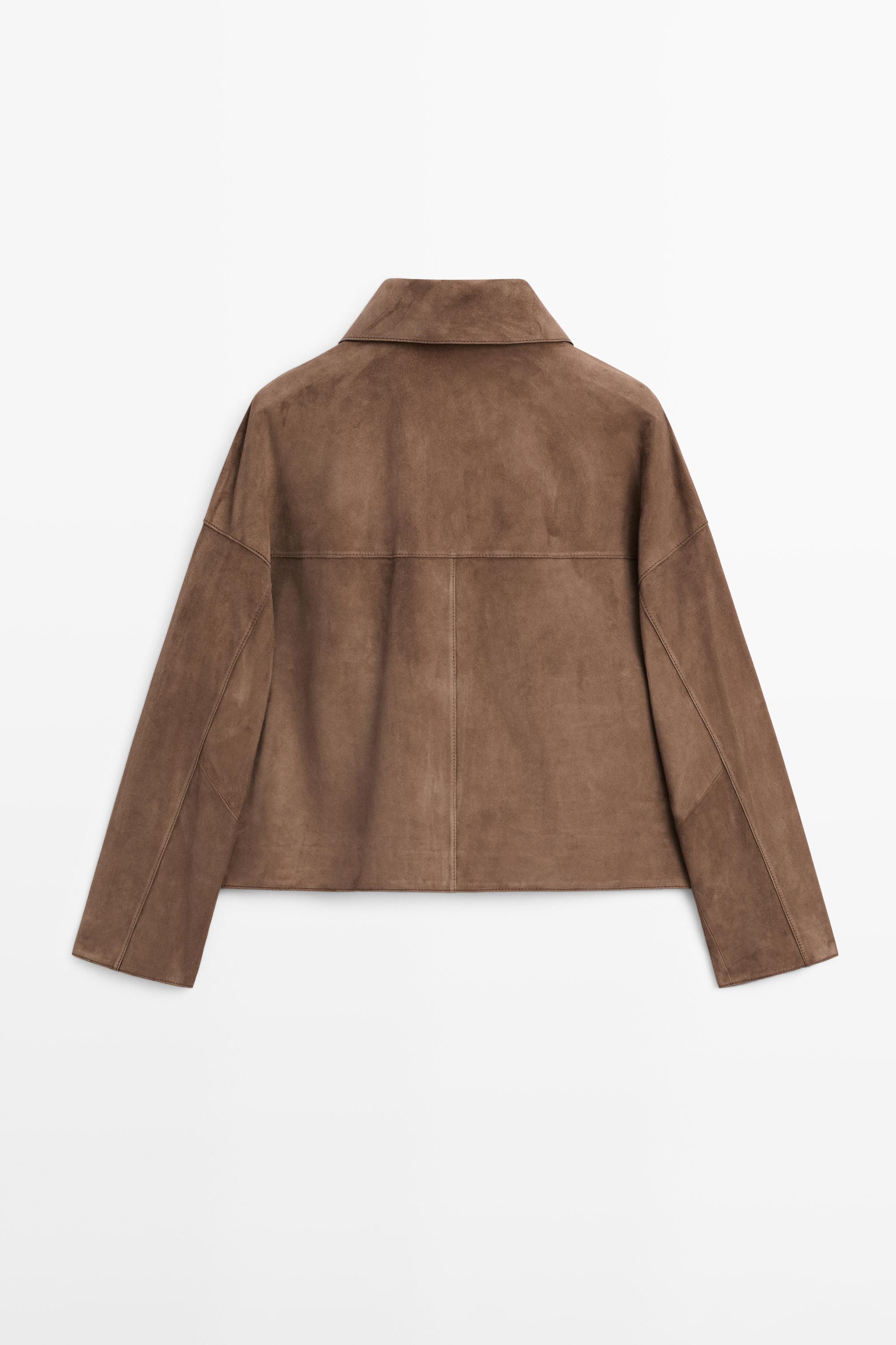 Veste fluide en cuir finition daim